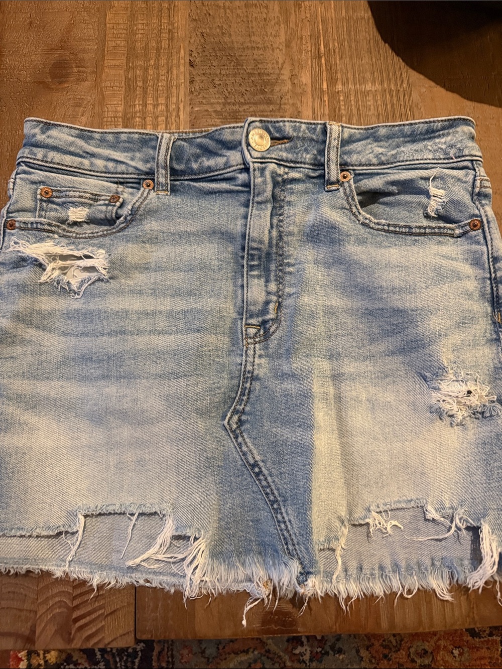 American Eagle Outfitters Light Blue Denim Super Stretch Denim Skirt